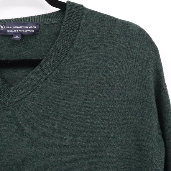 Hart Schaffner Marx Merino Wool Sweater Men XL Green Quiet Luxury Classic Preppy - Picture 9 of 16